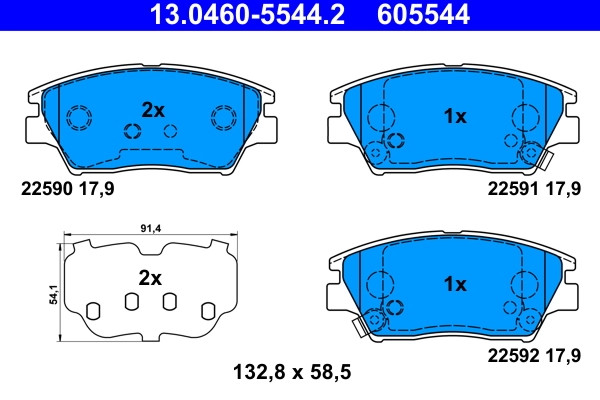 Plaquettes de frein ATE 13.0460-5544.2 pour rénovation du système de disque OE 48130350B