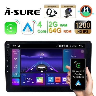 DAB Android 15 Autoradio 2 DIN Ford Transit Tourneo Custom 2018-2022 GPS CarPlay