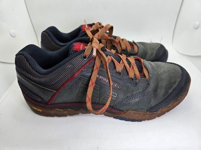 Merrell Annex Trak Hiking Shoes Men's 8 Blue Wing Leather Trail Vibram Terrain