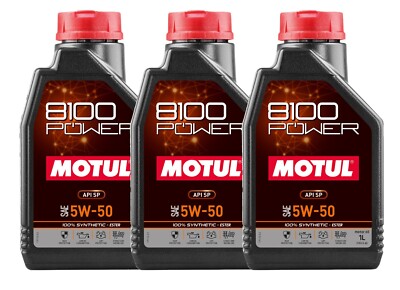 Motul 3 Liter 8100 POWER SAE 5W-50 100% Synthetic Ester Engine Oil 111811 3 x 1L