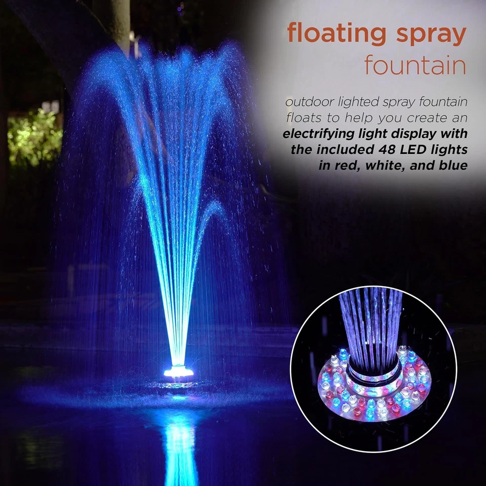 Alpine Corporation 550-GPH Pump 48-LED Light Floating Spray Fountain, Black - Image 4 of 4