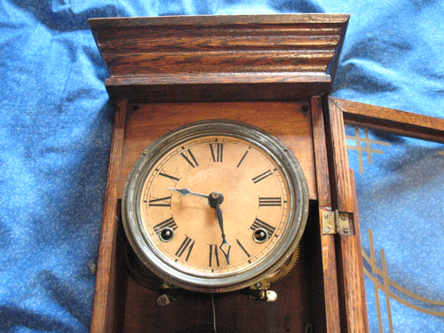 Sessions Antique Oak Case Clock 1900 Apartment Size Frank Lloyd Wright Period - Picture 12 of 13