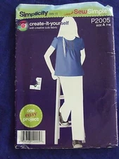 UNCUT SIMPLICITY# P2005 WOMEN SZ 7-16 TOPS   SEWING PATTERN   