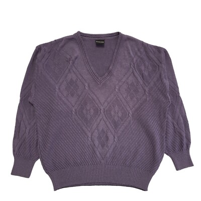 Westbury 80s Vintage Purple V-Neck Jumper Uk Men's Size Large