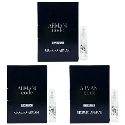 Lot 3 x Armani code Parfum Pour Homme Giorgio Armani Spray 1.2ml / 0.04oz Sample