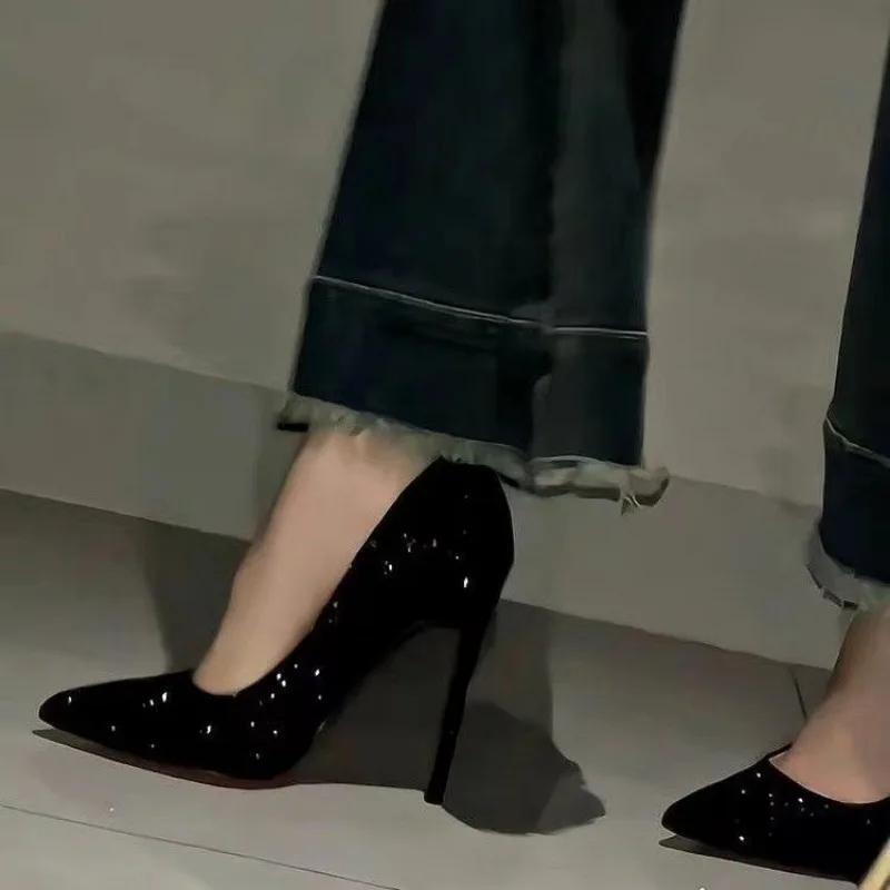 Black Crystal Pointed Toe Women's High Heels Shoes Fashion Party Dress  Stiletto | eBay