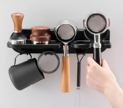 Space Saving Coffee Bar Shelf, 51mm Portafilter Holder Wall Mount Coffee Station