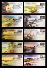 2022 Mighty Mississippi Forever Stamps Set of 10 FDCs: Ciccolella Cachets
