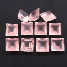AAA Natural Rose Quartz 4mm Square Shape Faceted Cut Loose Gemstone 10 Pcs Lot
