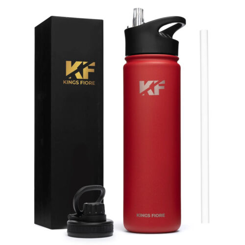 Kings Fiore Water Bottle straw and spout lid Stainless Steel keep drinks hotcold - Picture 7 of 83