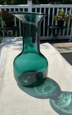 Blenko Wayne Husted  Juniper Nile Green Glass Pitcher Carafe Vase