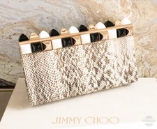 Jimmy Choo Cayla Python Two-Tone Studded Clutch