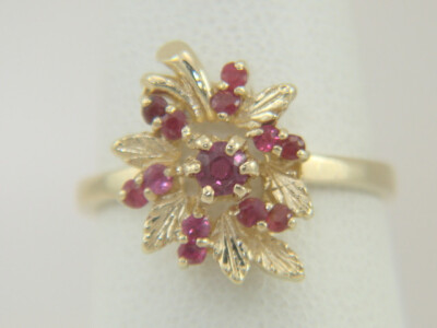 14k Yellow Gold Natural Ruby Right Hand Ring Size