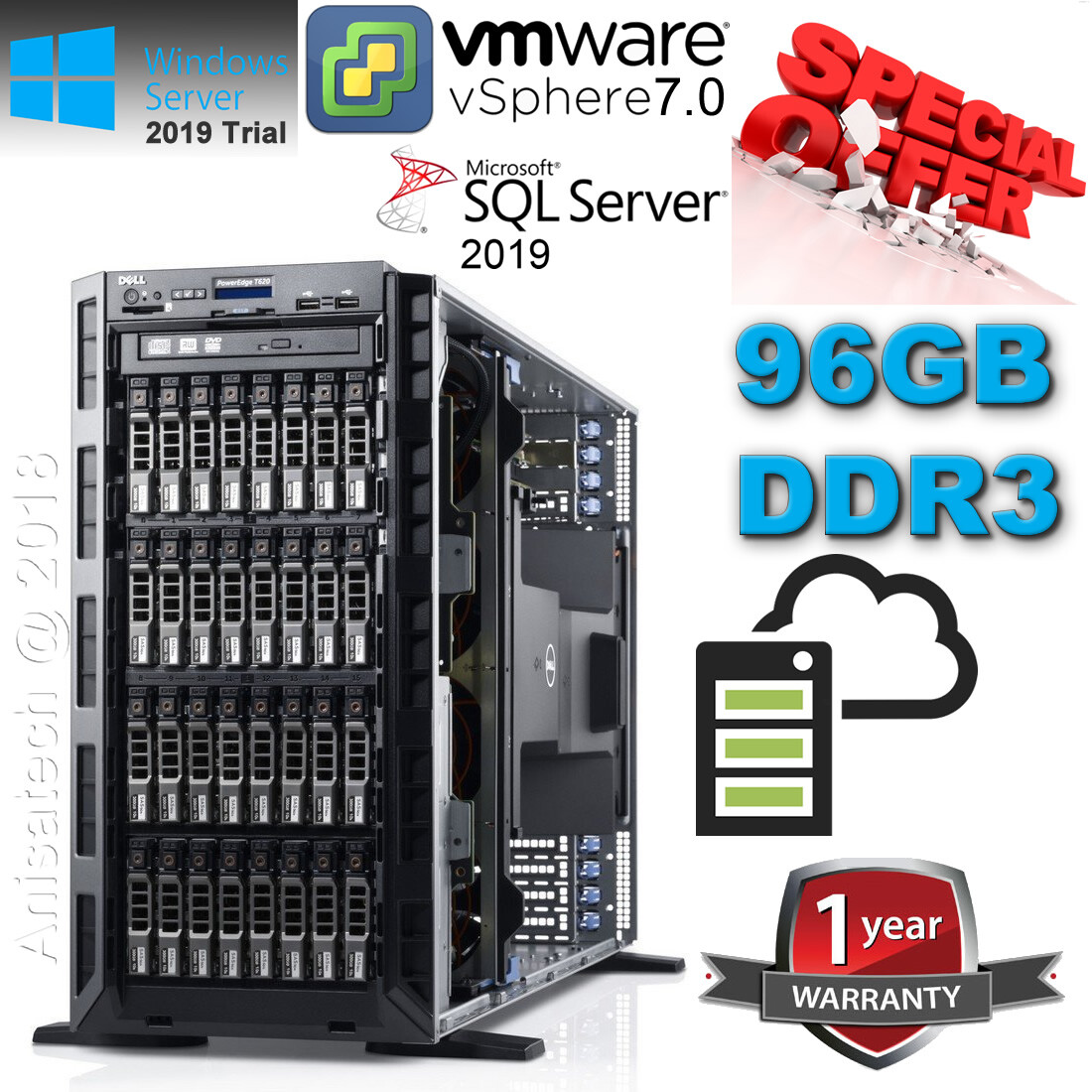 Dell PowerEdge T620 Dual Xeon 16-CORE 96GB 128GB 192GB DDR3 8TB
