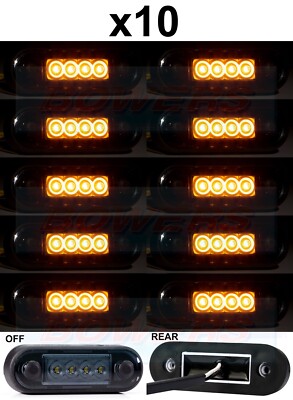 10x SMOKED EINFACHE PASSFORM BÜNDIG PASSEND GELB SEITEN LED MARKIERUNGSLEUCHTE/LEUCHTE LKW VAN BAR