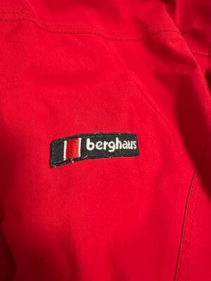 berghaus vintage jacket hooded gore-tex fabric men 90s red medium