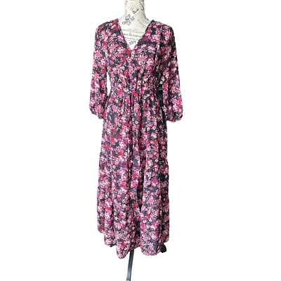 Isabel Maternity by Ingrid & Isabel Belted Floral Print Chiffon Maxi Dress  S | eBay