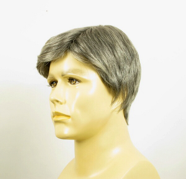 Perruque Courte Pour Hommes - Cheveux Humains Brun Clair Avec Mèches Blanches, Taille Moyenne, Neuf Avec étiquettes