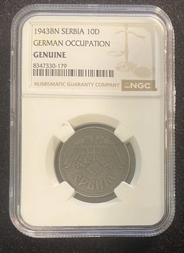 1943BN Serbia 10D (Dinara) German Occupation Coin - NGC Certified Genuine