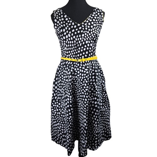 Dressbarn Womens Fit and Flare Dress Size 4 Polka Dots Retro Pinup Cocktail