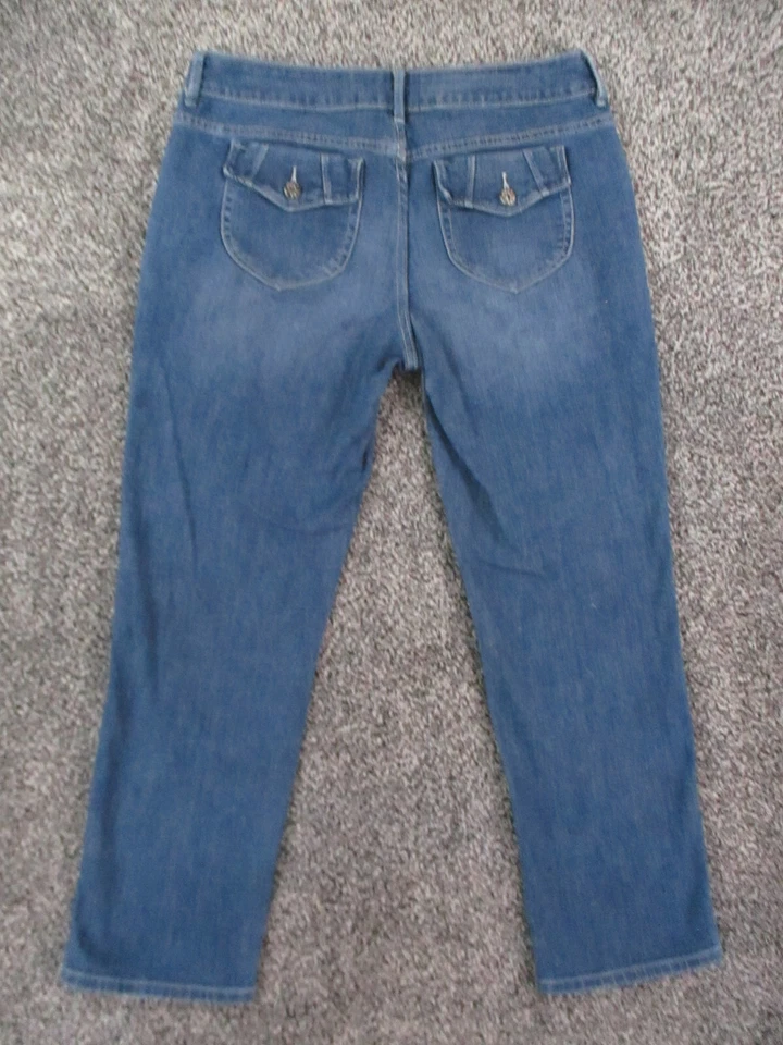 Pantalones de mezclilla para mujer Simply Vera Wang 8 azules rectos tiro bajo lavado medio 31x26 Foto 4 de 4