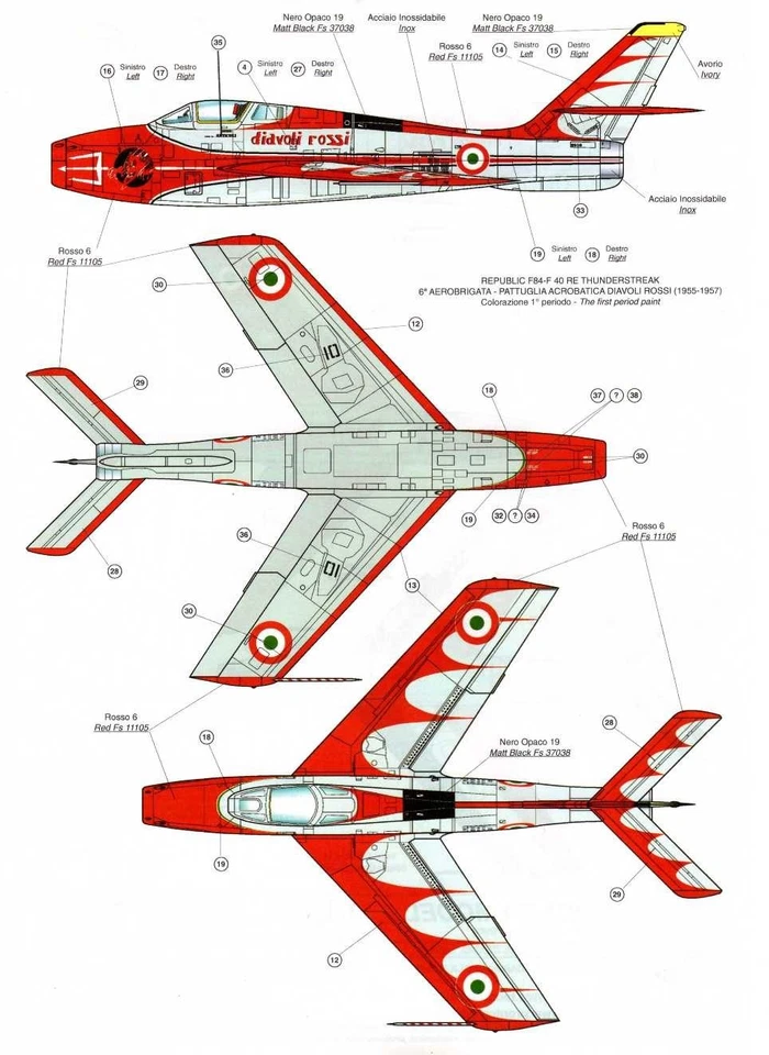 TAURO MODEL TM72/525 PATTUGLIA ACROBATICA DIAVOLI ROSSI PER F-84F SCALA 1:72 - Immagine 4 di 4