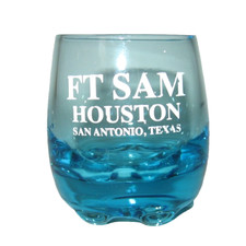 Fort Sam Houston Souvenir Shot Glass San Antonio Texas Blue Glass