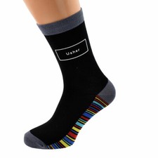 Black and Rainbow Sole Box Text Design Wedding Mens Socks X6S223BOX