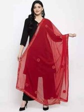 Women Red Embroidered Gotta Patti Dupatta duppatta