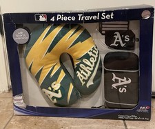 NEW Oakland Athletics 4-piece Travel Set Travel Pillow Util Chord Case 2 ID Tags