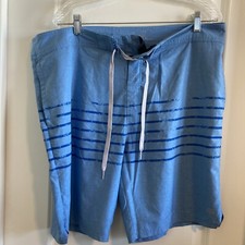 Travis Mathew Swim Trunks Mens 40 Blue Striped Board Shorts Golf Golfing