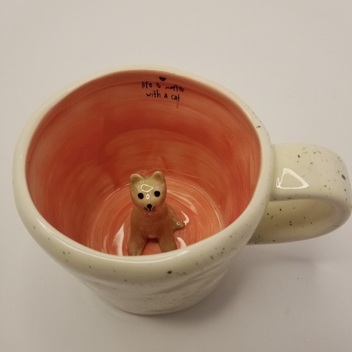 Artisian Natural Life "Life is Better With a Cat"  Peek-A-Boo Coffee Mug Cup