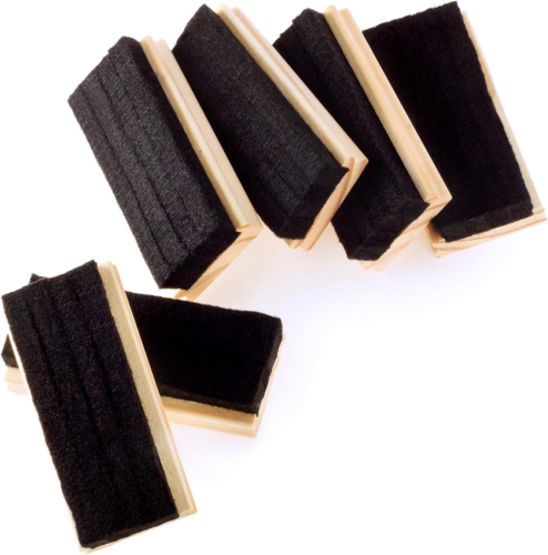 6 Pack Chalkboard Erasers Wool Felt Dustless Wood Cleaner for Blackboards
