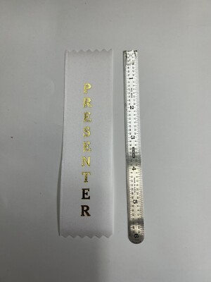 Trade Show Convention Title Ribbon PRESENTER  1 5/8  X 6  White* Package of 25
