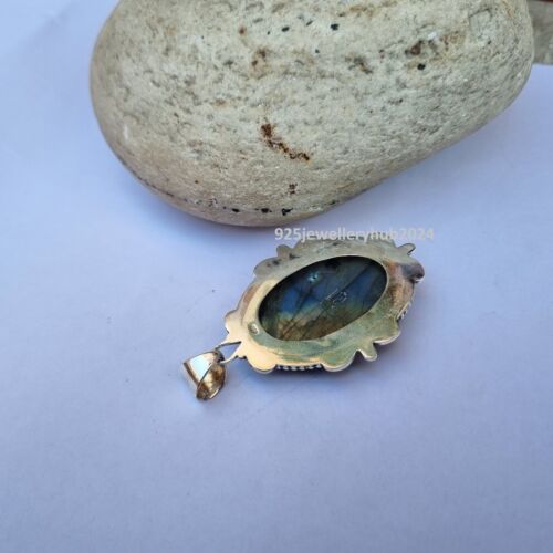 Hermoso Colgante de Piedras Preciosas de Labradorita Plata de Ley 925 Declaración Regalo PG4709 - Imagen 3 de 3