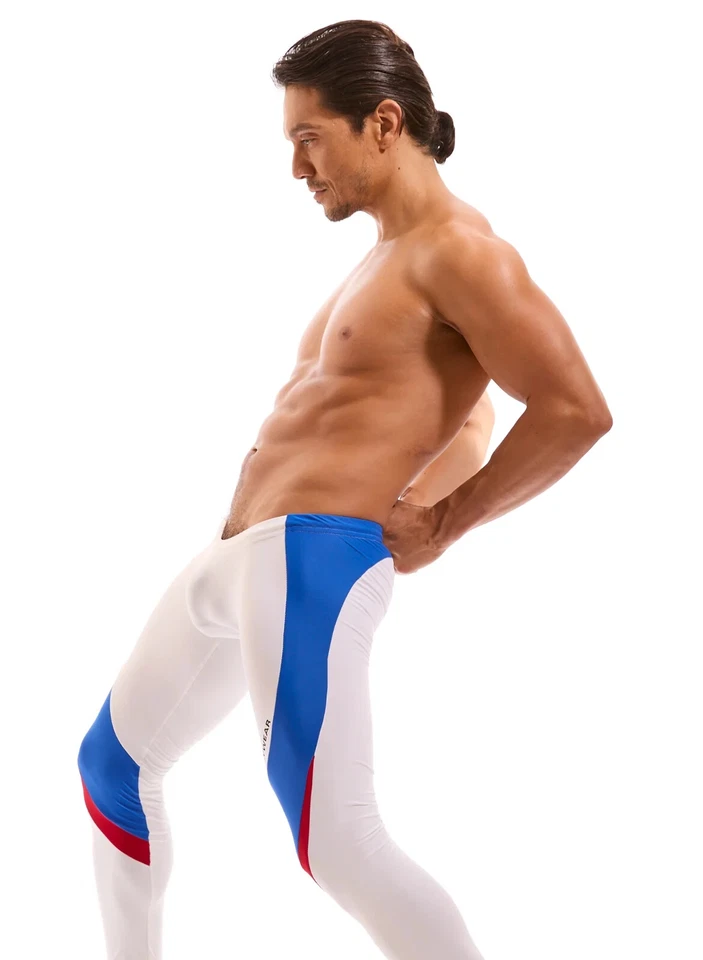 N2N Bodywear Hombre Blanco Azul Ultra Piel Corredor Medias Talla L Foto 3 de 4