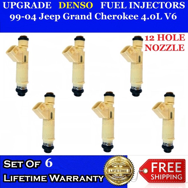 6x OEM Upgrade 12 Hole Denso Fuel Injectors 9904 Jeep Grand Cherokee 4