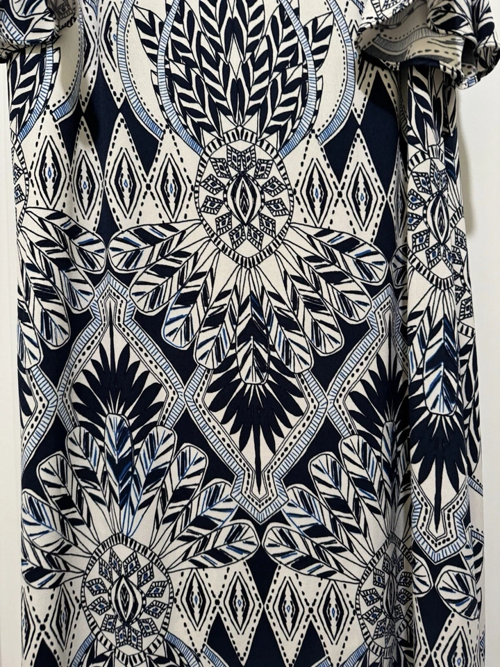 MSK женщин средний синий белый холодные плечи Slinky эластичной платье длиной макси - Изображение 2 из 4