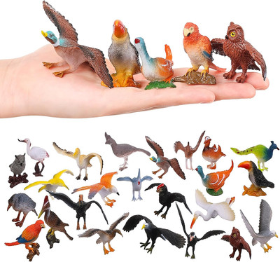 Realistic Bird Figurines, 24Pcs Eagle, Parrot, Robin, Owl Toys - Fairy Garden Ac