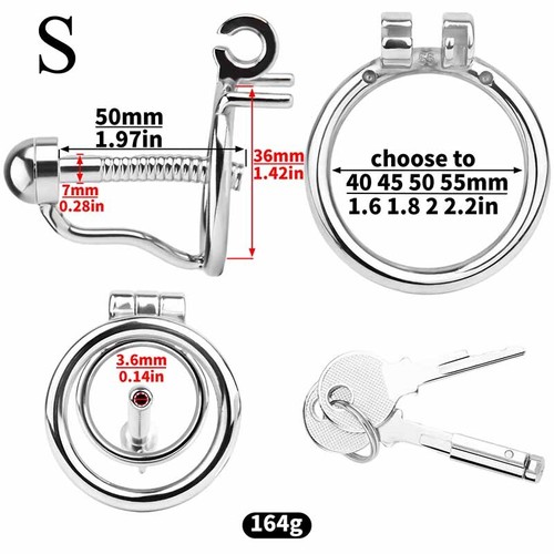 Latest Sounding Plug Male Chastity Cage Device Stainless Steel Locking Belt New - Picture 27 of 35