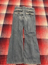Y2K Vintage Guess Bootcut Embroidered Flap Pocket Cyber Jeans Mens Size 34x32