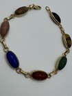 WOW RARE VTG W.E. Richards Company 14k Solid Gold MULTI GEMSTONE SCARAB BRACELET — photo 3