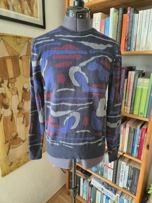 H&M Ladies Jumper Size S Knit Round Neck Long Sleeve Abstract Multicoloured
