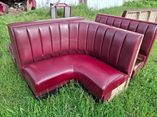 Vintage Dark Red Restaurant Corner Curved & Single Booth