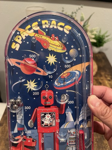 Vintage 2006 Schylling Small 10” Plastic Space Race Pinball Steel Marble Game - Picture 3 of 6