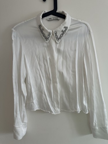 Zara cropped satin blouse, M - Picture 1 of 3