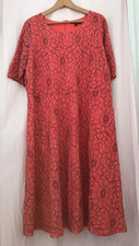 Bonmarche coral pink fit and flare lace dress, size 24