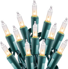 100 Count Clear Mini Christmas String Lights - 20 Feet Green Wire