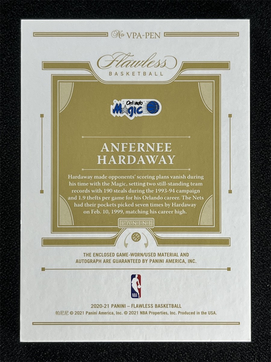 2020-21 Panini Flawless Anfernee Hardaway Emerald Vertical Patch Auto Magic /5 view 2