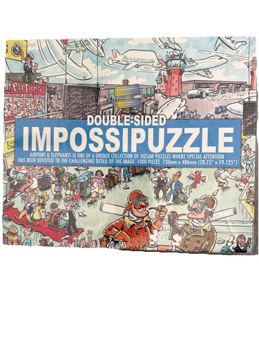 Impossipuzzle Double Sided Airport & Elephants 1000 Piece Jigsaw Puzzle NEW - Picture 1 of 3